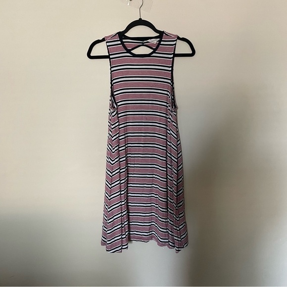 American Eagle Red and Blue Stripe Open Back Soft and Sexy Knit Mini Dress - Picture 1 of 7